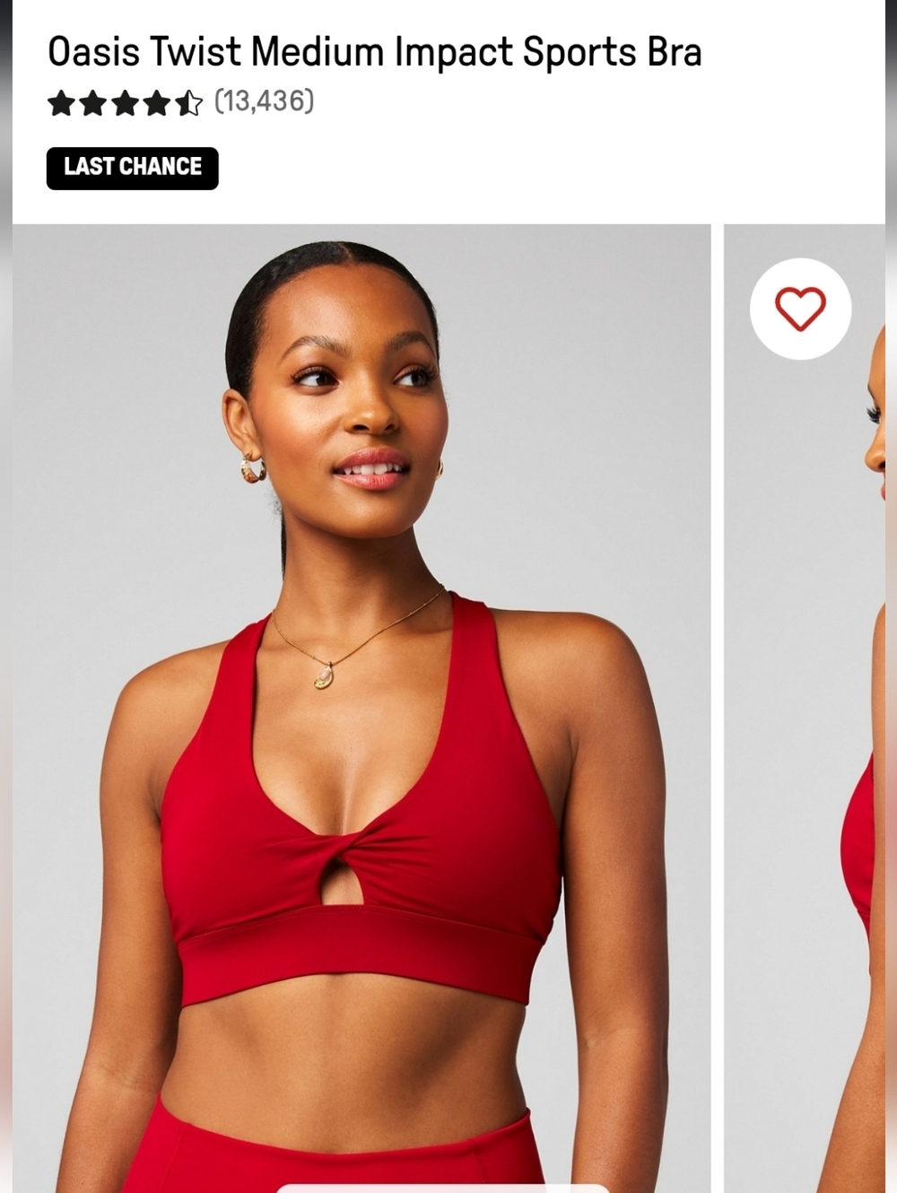 Fabletics Oasis Twist Medium Impact Sports Bra ( Pack Of 2 ) Red & Black - Small